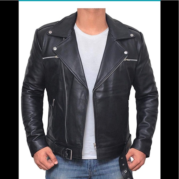 ✈️ Motorcycle Leather Biker Jacker Real leather NW - Picture 3 of 6